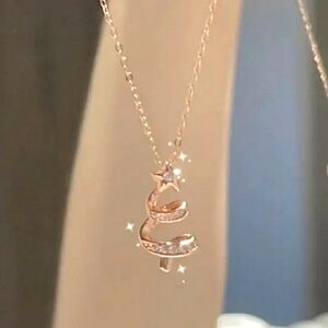 Rhinestone Christmas Tree Pendant Necklace